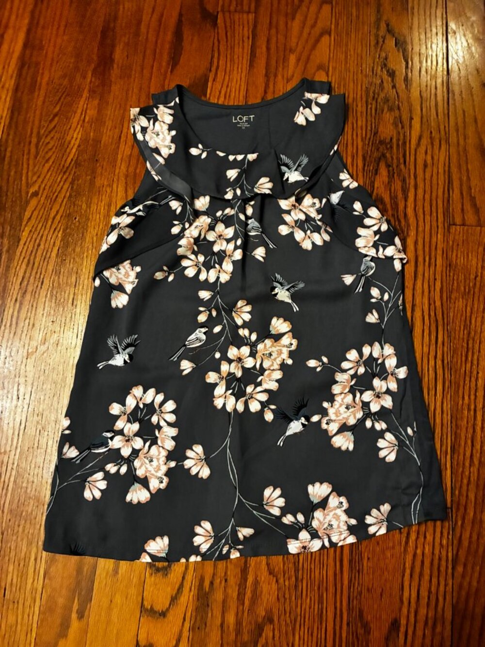 LOFT Outlet Black Floral Top Size XS